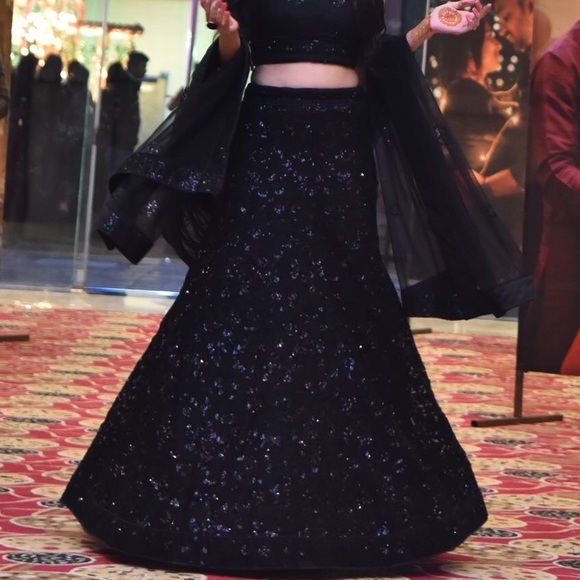 Black sequins ethnic wear lehenga - Picture 5 of 13